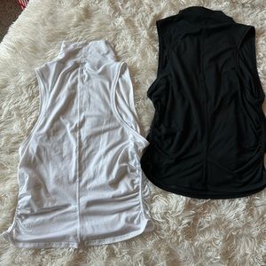Lots of 2 lululemon mock sleeveless tops with ruched sides size 4. NWOT